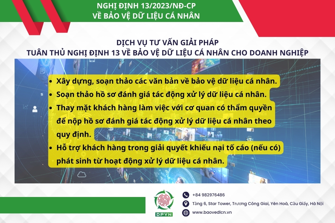 Dịch vụ tư vấn giải pháp tuân thủ nghị định 13 về bảo vệ dữ liệu cá nhân cho khách hàng